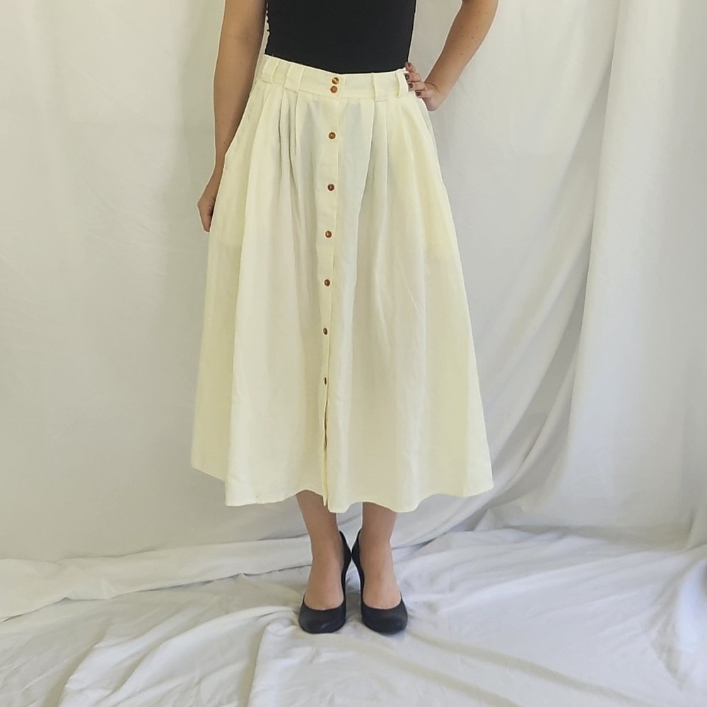 90s Ivory Button Down Skirt - Picture 1 of 5